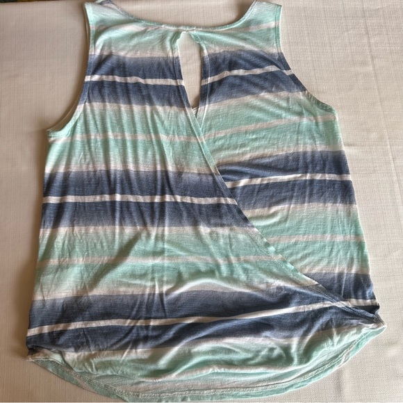 Splendid Blue Striped Surplice Back Tank - Size Medium - Picture 2 of 11